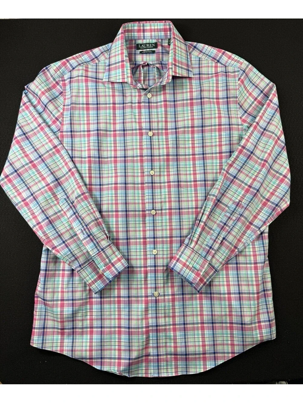 Lauren Ralph Lauren Men's L Regular Fit Plaid Stretch Button-Up Shirt